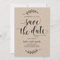 Cartão de Salvar Data de Casamento Elegância Rústi