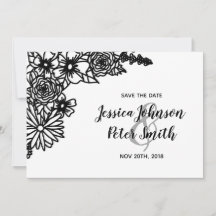 Cartão de Salvar Data de Casamento Flor Silvestre 