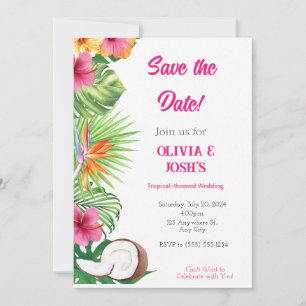 CARTÃO DE SALVAR DATA DE CASAMENTO TROPICAL