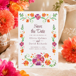 Cartão de Salve a Data da Festa Floral Mexicana Co
