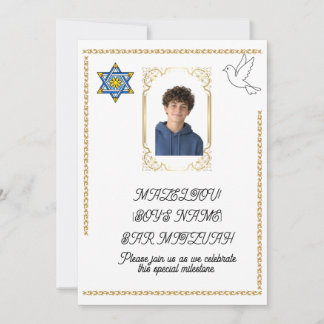 Cartão de Salve a Data de Bar Mitzvah em Barra de 