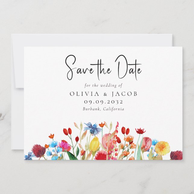 Cartão de Salve a Data de Casamento com Flor Silve (Frente)