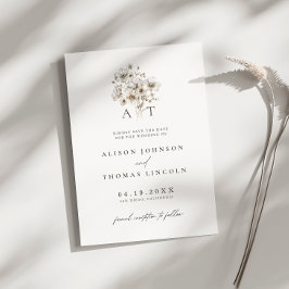 Cartão de Salve a Data de Casamento Floral Monogra