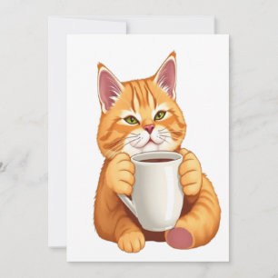Cartão de Salve a Data do Café do Gatinho Fofo