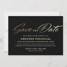 Cartão de Salve a Data do Gala de Aniversário Corp
