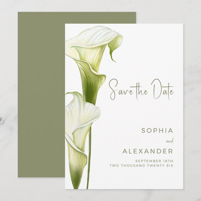 Cartão de Salve a Data para um Casamento Moderno.  (Frente/Verso)