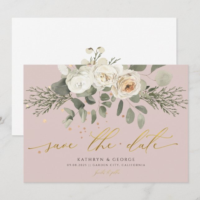 Cartão de Salve de Casamento Botânico Floral de Co (Frente/Verso)