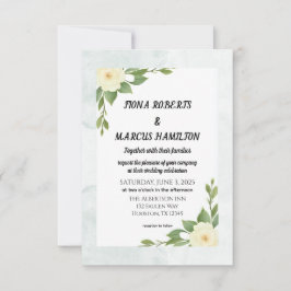 Cartão de Salve o Data Rústico Floral e Minimalist