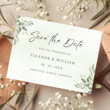 Cartão de Salve o Dia de Casamento com Folhagem de