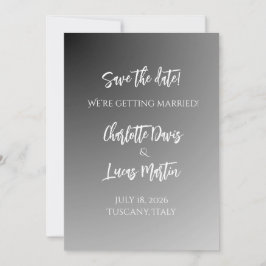 Cartão de Salve o Dia de Casamento Preto e Branco 