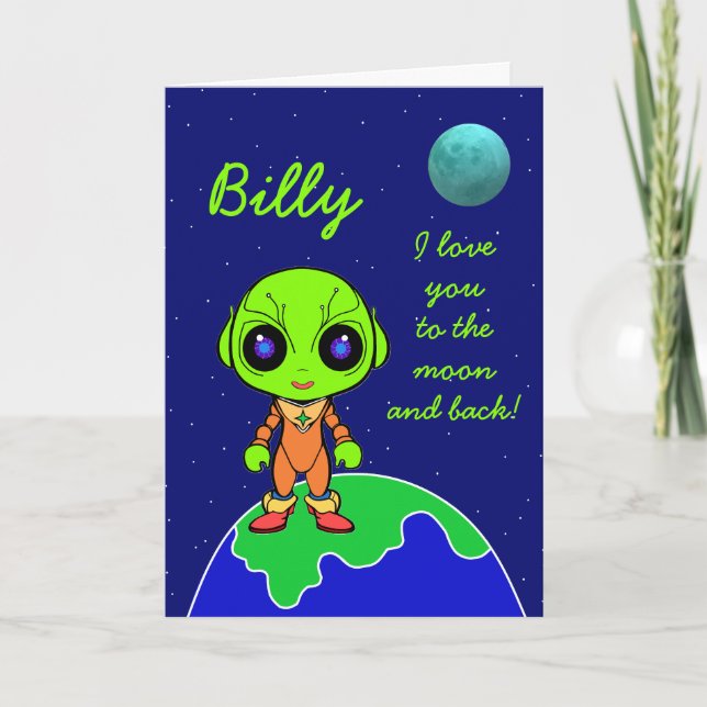 Cartão de São Valentim Alien com nome por Jo Image (Frente)
