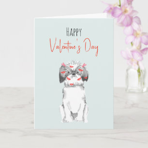 Cartão de São Valentim de Cachorros em Aquarela Fo
