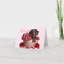 Cartão de São Valentim de Dachshund de Cabelo Long