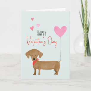 Cartão de São Valentim de Dachshund em Aquarela