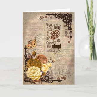 Cartão de São Valentim em estilo retrô Steampunk -