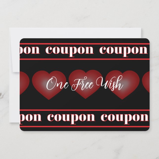 Cartão de São Valentim Preto com Cupom de Coração  (Verso)