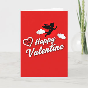 Cartão de São Valentim Querubim Vermelho