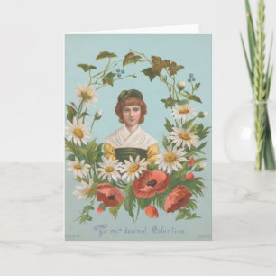 Cartão de São Valentim retrô kitsch alemão, 1884