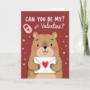 Cartão de São Valentim Urso Vermelho