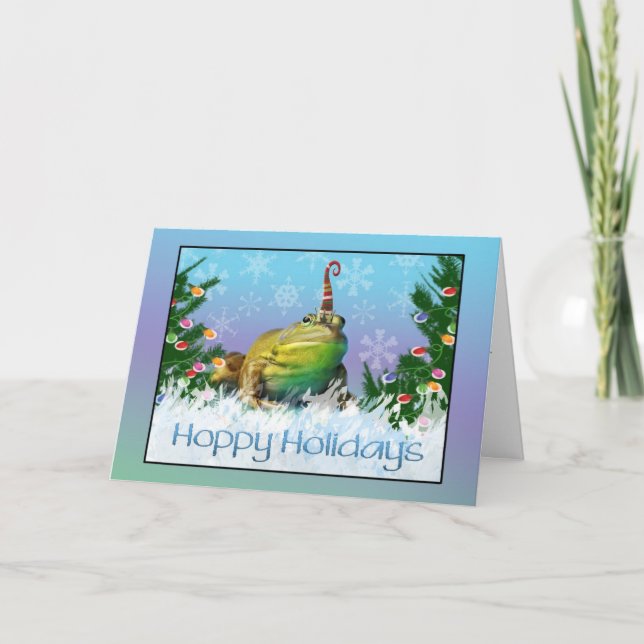 Cartão de Sapo de Feriado Hoppy Cute (Frente)