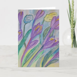 Cartão de Saudação abstrato Primavera Crocus