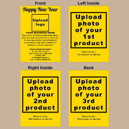 Cartão de Saudação Amarelo de Ano Novo Comercial