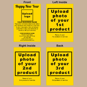 Cartão de Saudação Amarelo de Ano Novo Comercial