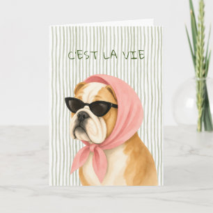 Cartão de Saudação Aquarela Diva Bulldog
