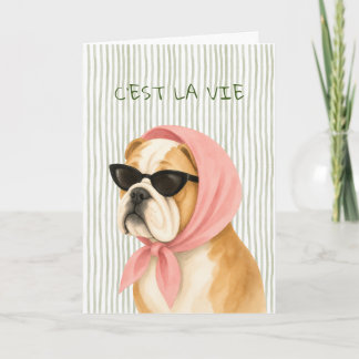 Cartão de Saudação Aquarela Diva Bulldog