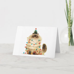 Cartão de Saudação às Luzes de Gato Tangido de Nat