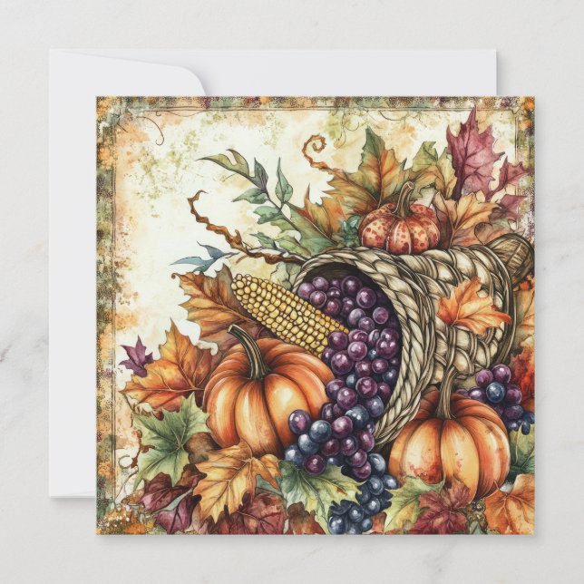 Cartão de Saudação Autumn Cornucopia (Frente)