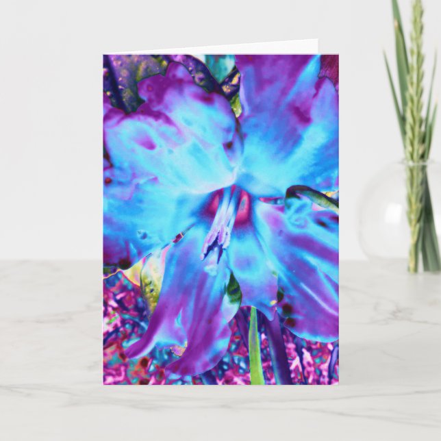 Cartão de Saudação Azul Daffodil (Frente)