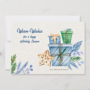 Cartão de Saudação Azul de Feriado