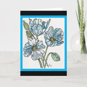 Cartão de Saudação - Azul Himalaia Poppy Watercolo