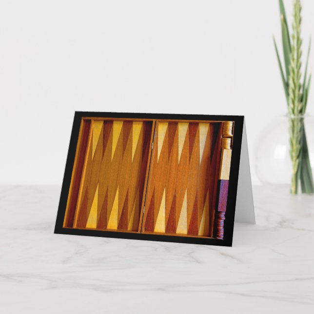 Cartão de Saudação Backgammon (Fundo Preto) (Frente)