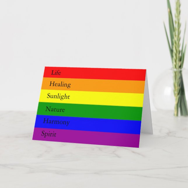 Cartão de Saudação Básico Arco-íris LGBT Com Signi (Frente)