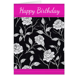 Cartão de Saudação bonito de Rosa Preta e Branca