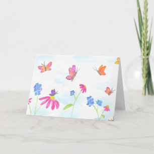Cartão de Saudação Borboleta e Floral (Interior em