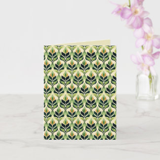 Cartão de Saudação Botânico Folhas Verdes Art Nouv