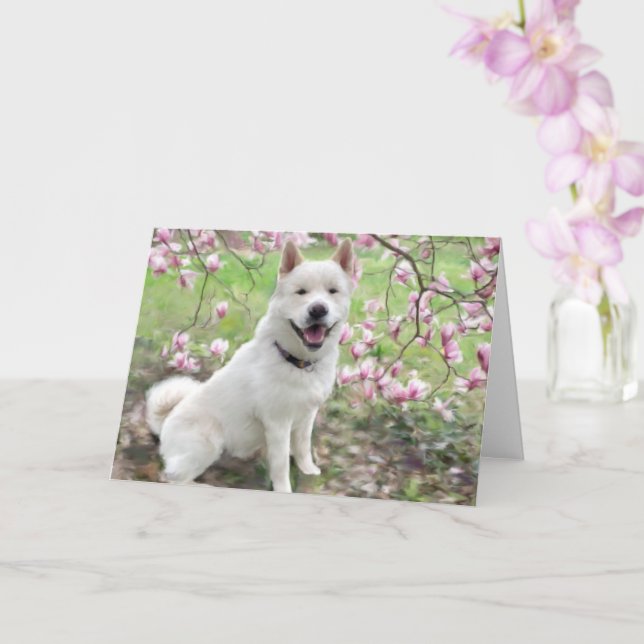 Cartão de Saudação - Branco Akita (Orquídea)