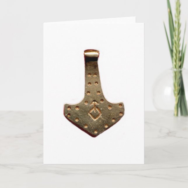 Cartão de saudação branco do Martelo de Thor doura (Frente)