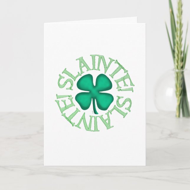 Cartão de saudação branco Slainte (Frente)