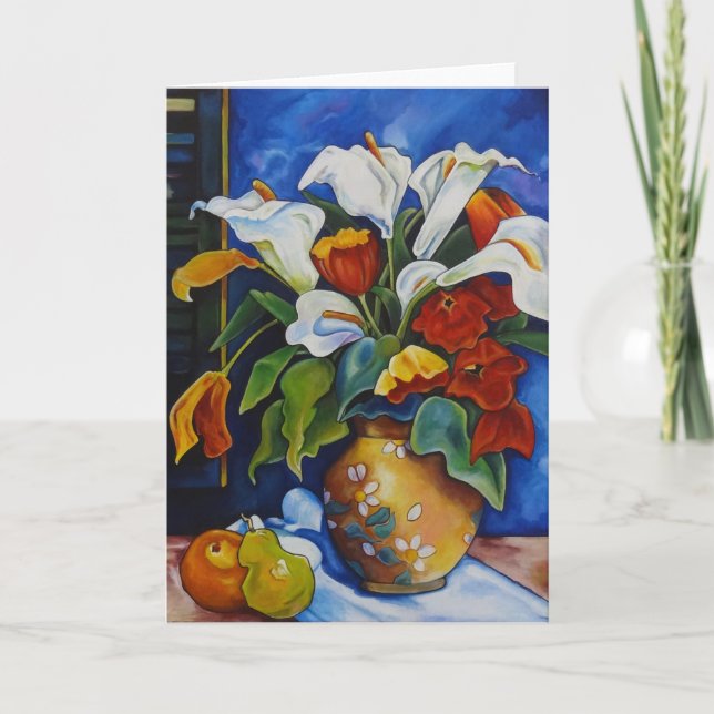 Cartão de Saudação Calla Lily e Poppies (Frente)
