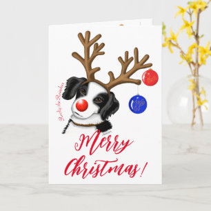 Cartão de Saudação Collie de Borda da Reindeer de 