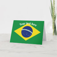 Cartão de saudação com bandeira brasileira com tex