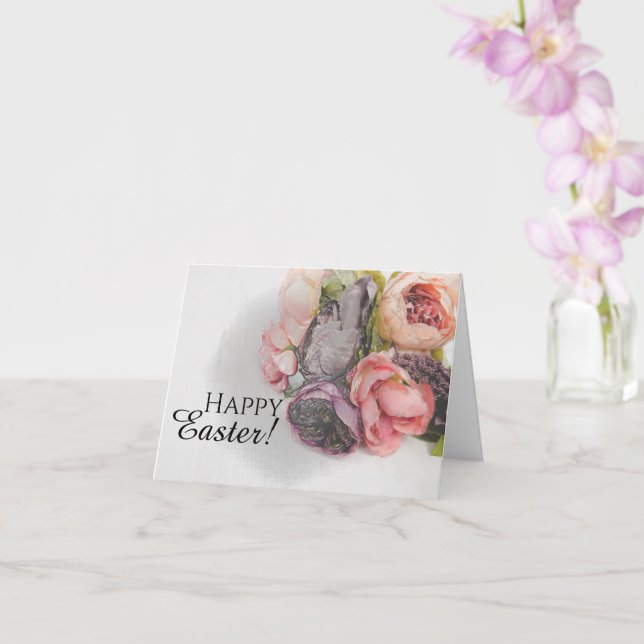 Cartão de saudação com buquê de flores em aquarela (Orquídea)