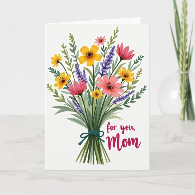 Cartão de Saudação com Buquê de Flores Silvestres (Frente)