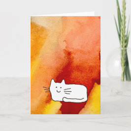Cartão de Saudação com Desenho de Gato de Cartoon
