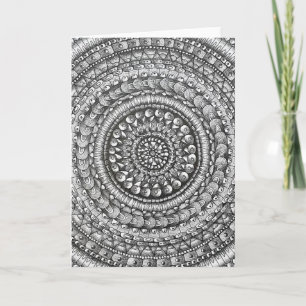 Cartão de Saudação com Desenho de Mandala em Arte 