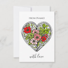 cartão de saudação com flor de amor